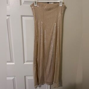 Elegant Beige Sequin Dress